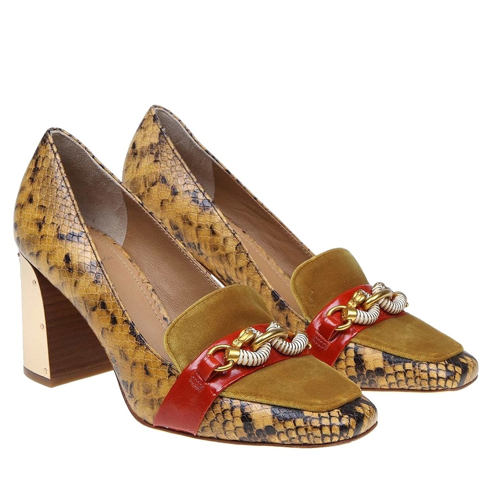 Tory Burch Jessa Velvet & Snake-Print Pumps 8